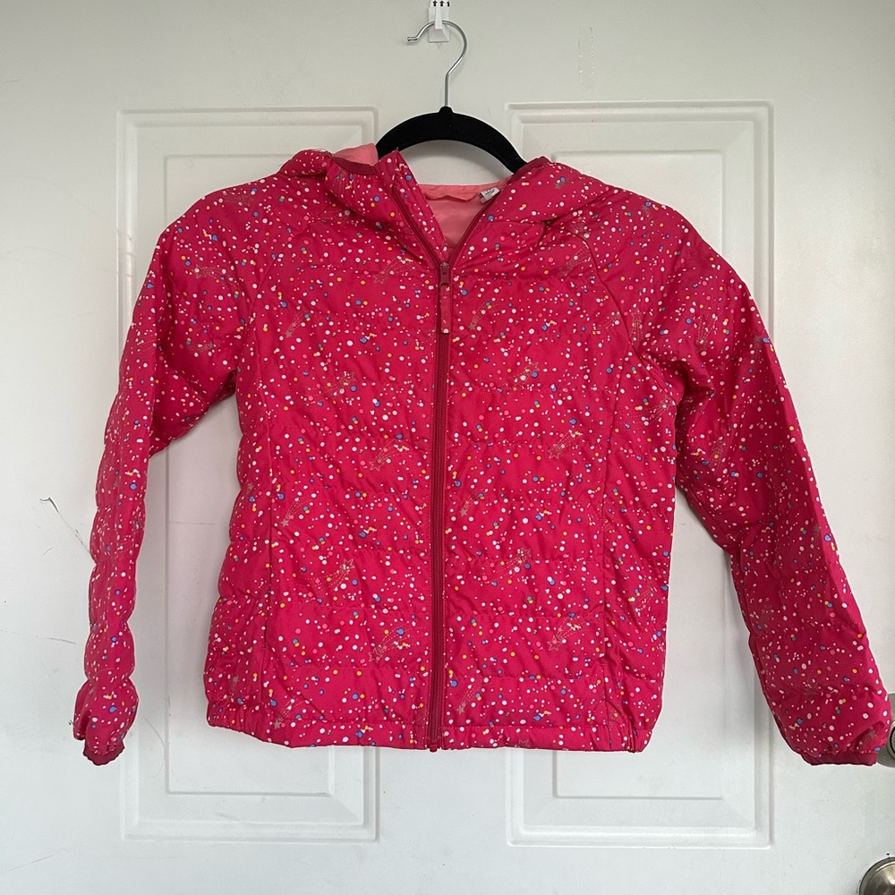 Uniqlo Pink Light Warm Padded Jacket With Hood size 7-8